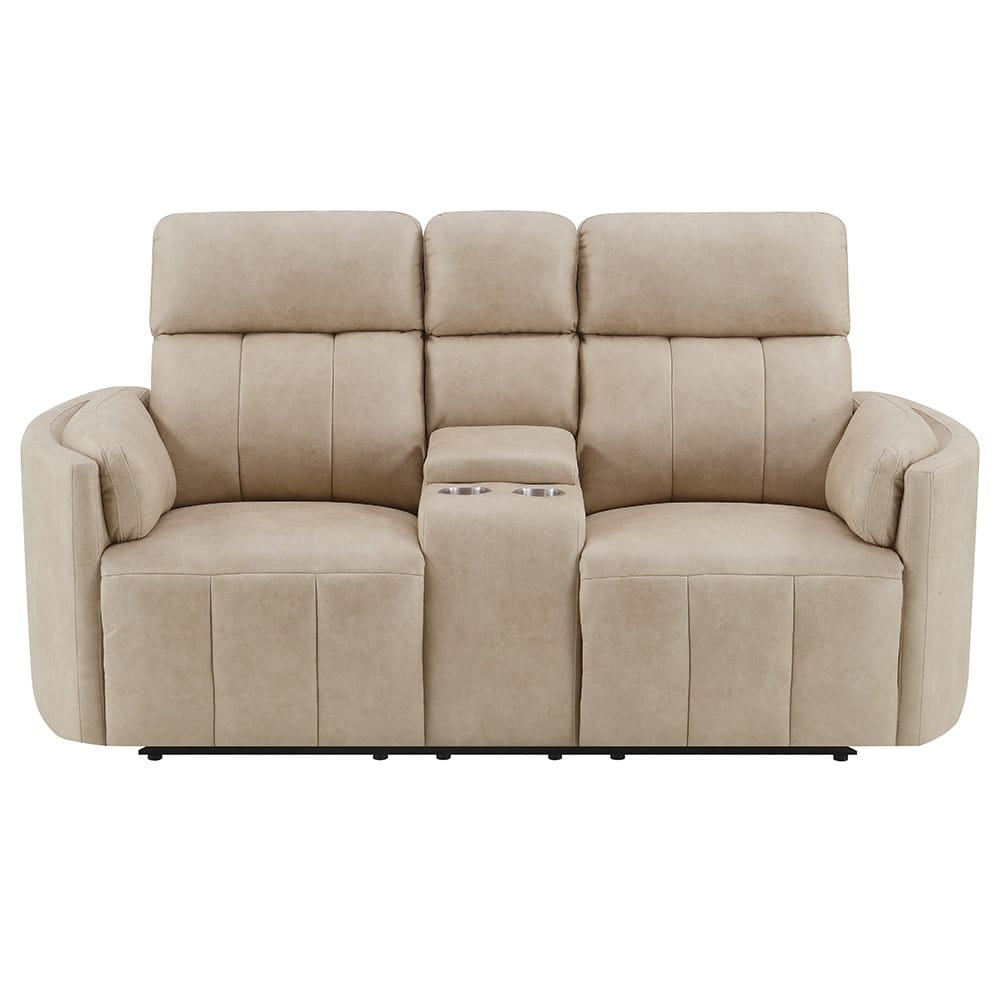 ACME Furniture - Elison - Motion Loveseat w/Console - Dark Beige Polish Microfiber - LV05401 view 2