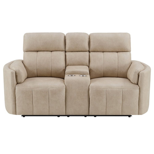 ACME Furniture - Elison - Motion Loveseat w/Console - Dark Beige Polish Microfiber - LV05401 view 2