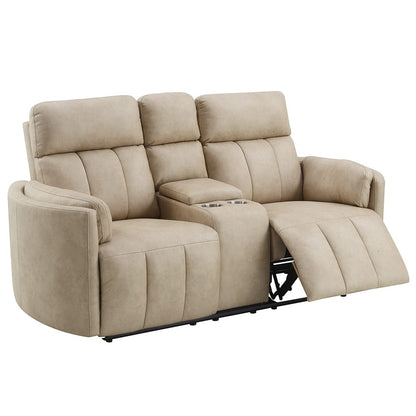 ACME Furniture - Elison - Motion Loveseat w/Console - Dark Beige Polish Microfiber - LV05401 view 3