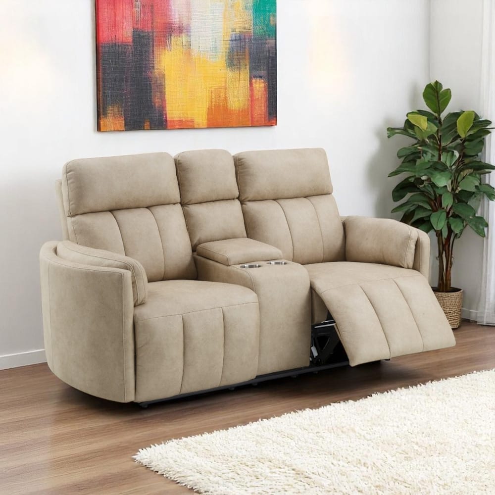 ACME Furniture - Elison - Motion Loveseat w/Console - Dark Beige Polish Microfiber - LV05401 view 9