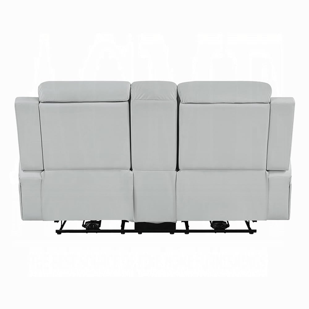 ACME Furniture - Elonzo - Power Motion Loveseat w/Console, LED, Power Headrest & Speaker - Light Gray Synthetic Leather - LV05901 view 4