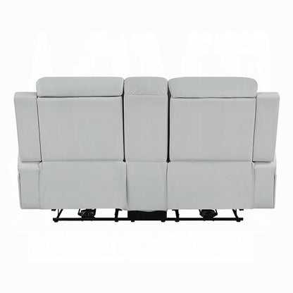 ACME Furniture - Elonzo - Power Motion Loveseat w/Console, LED, Power Headrest & Speaker - Light Gray Synthetic Leather - LV05901 view 4