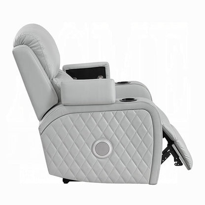 ACME Furniture - Elonzo - Power Motion Recliner w w/LED, Power Headrest & Speaker - Light Gray Synthetic Leather - LV05902 view 3