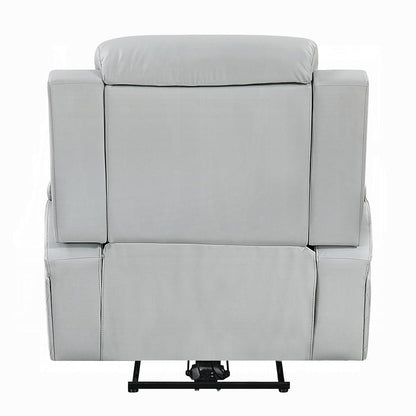 ACME Furniture - Elonzo - Power Motion Recliner w w/LED, Power Headrest & Speaker - Light Gray Synthetic Leather - LV05902 view 4