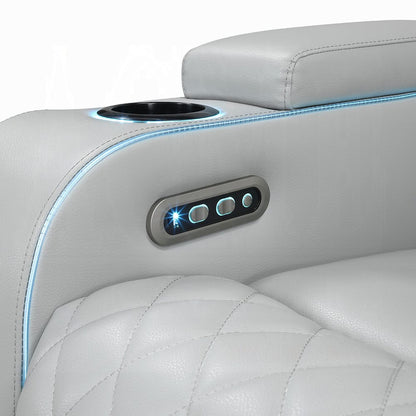 ACME Furniture - Elonzo - Power Motion Recliner w w/LED, Power Headrest & Speaker - Light Gray Synthetic Leather - LV05902 view 6