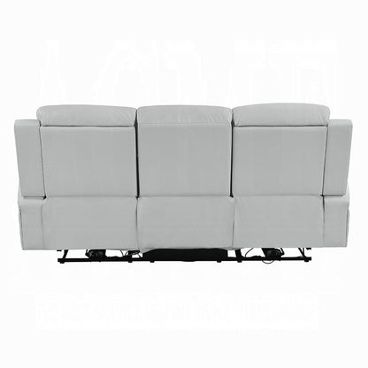 ACME Furniture - Elonzo - Power Motion Sofa w/LED, Power Headrest & Speaker - Light Gray Synthetic Leather - LV05900 view 4