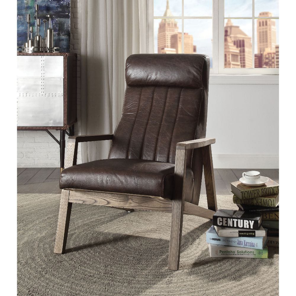 ACME Furniture - Emint - Accent Chair - Distress Chocolate Top Grain Leather - 59534 view 6