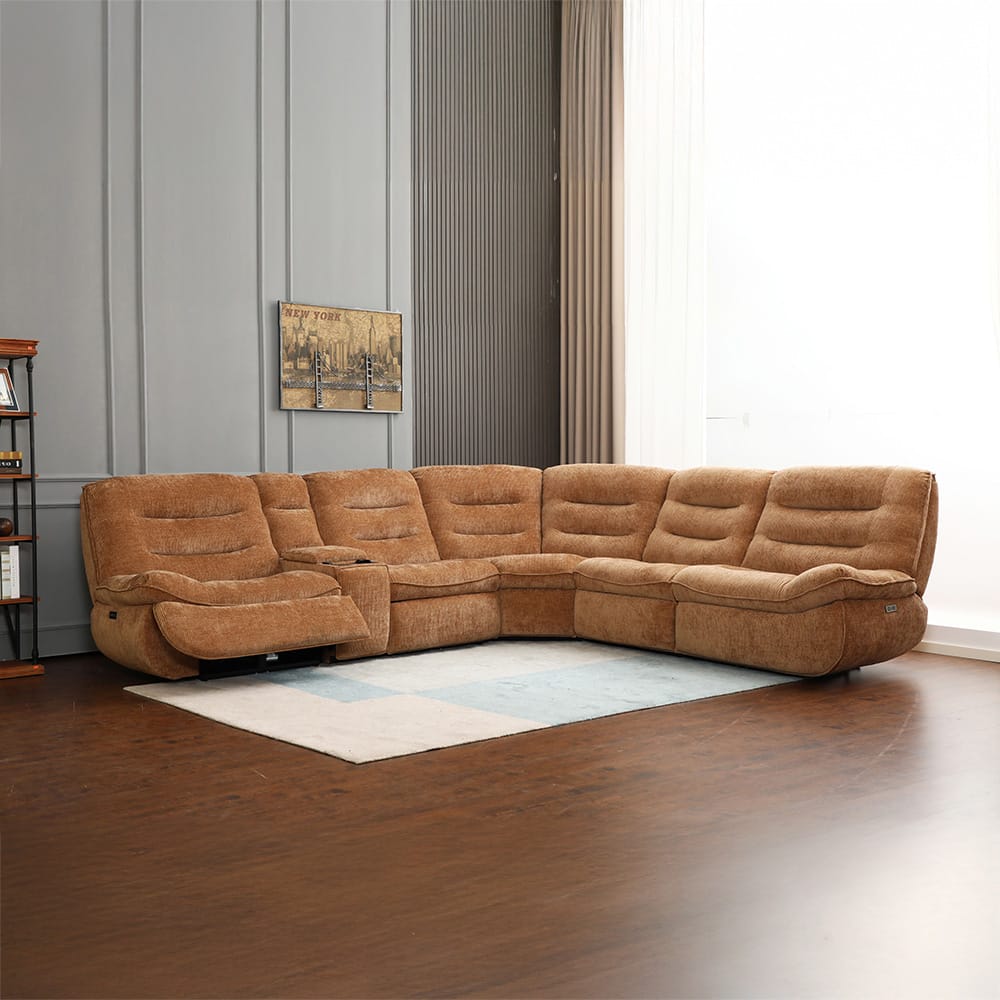 ACME Furniture - Emmy - Power Motion Sectional Sofa w/USB Port - Orange Chenille - LV04650 view 2