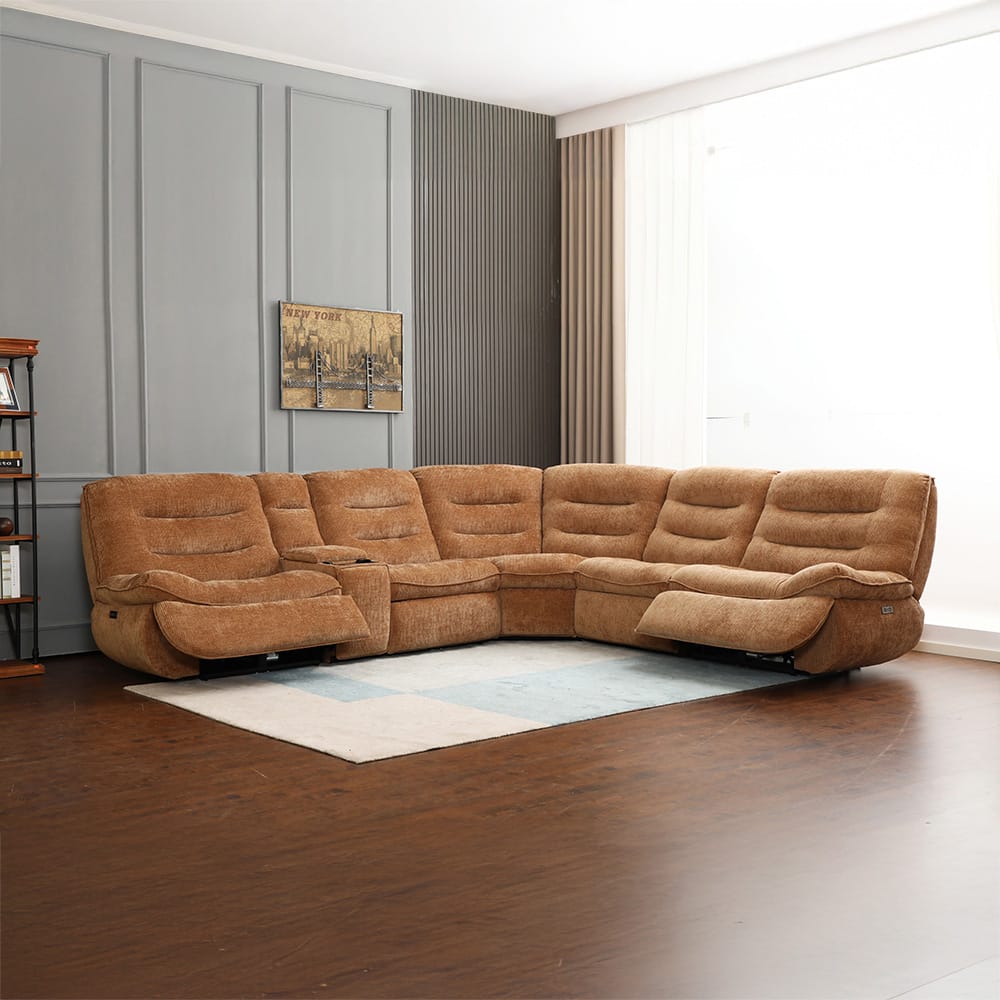 ACME Furniture - Emmy - Power Motion Sectional Sofa w/USB Port - Orange Chenille - LV04650 view 3