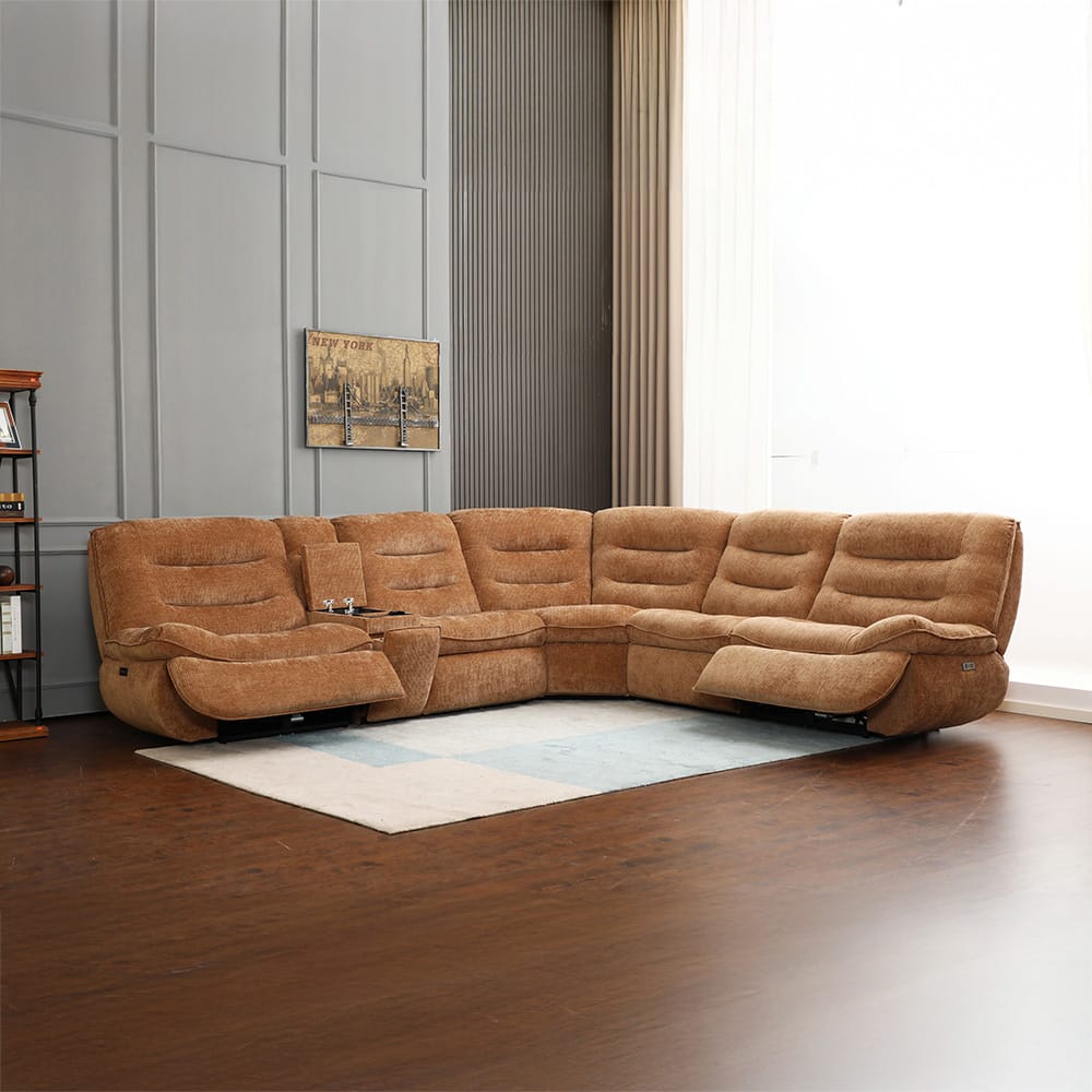 ACME Furniture - Emmy - Power Motion Sectional Sofa w/USB Port - Orange Chenille - LV04650 view 4