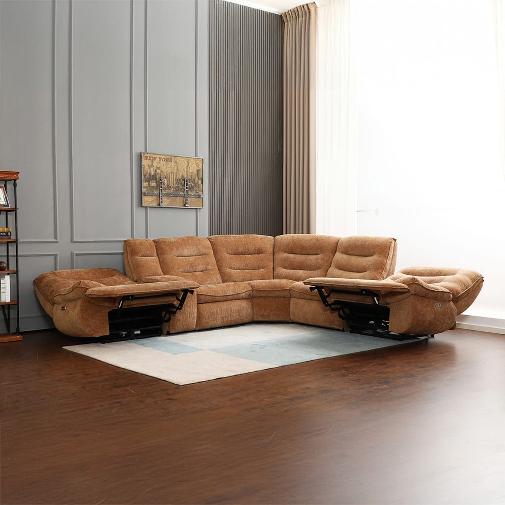 ACME Furniture - Emmy - Power Motion Sectional Sofa w/USB Port - Orange Chenille - LV04650 view 6