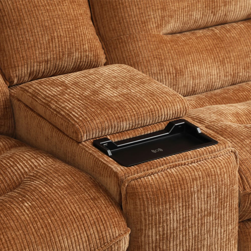 ACME Furniture - Emmy - Power Motion Sectional Sofa w/USB Port - Orange Chenille - LV04650 view 8