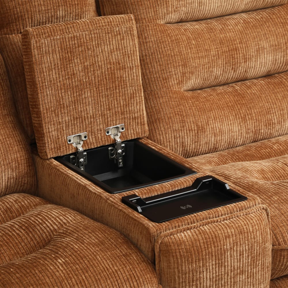 ACME Furniture - Emmy - Power Motion Sectional Sofa w/USB Port - Orange Chenille - LV04650 view 11