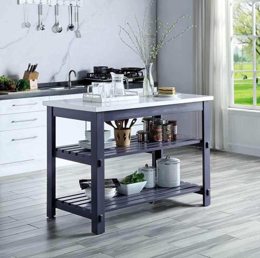 ACME Furniture - Enapay Kitchen Island - Nature Marble Top & Gray - AC00305 veiw 1