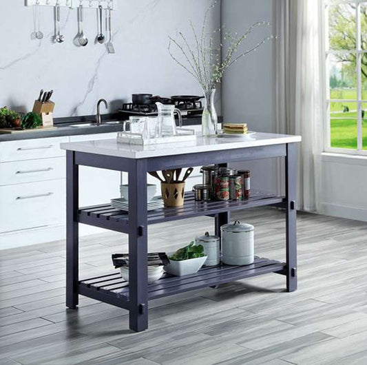 ACME Furniture - Enapay Kitchen Island - Nature Marble Top & Gray - AC00305 veiw 1