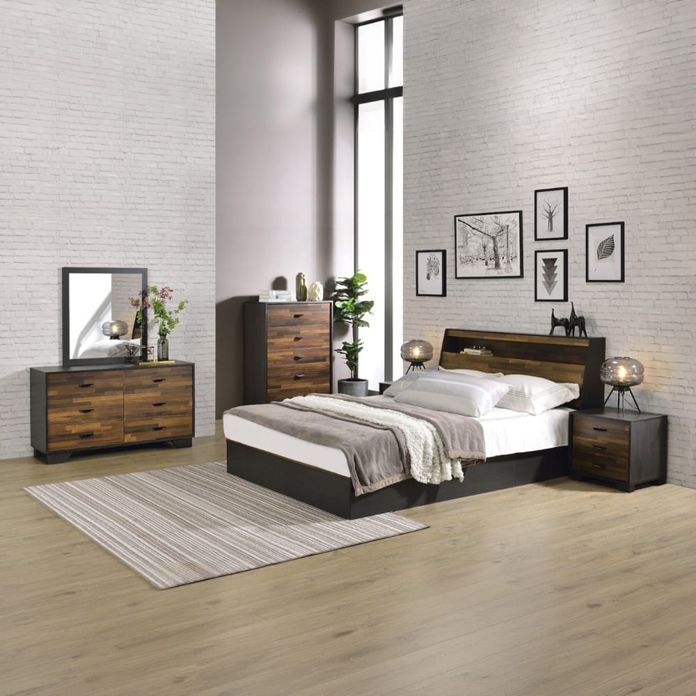 ACME Furniture - Eos - Queen Bed w/Storage - Walnut & Black Finish - BD00545Q view 7
