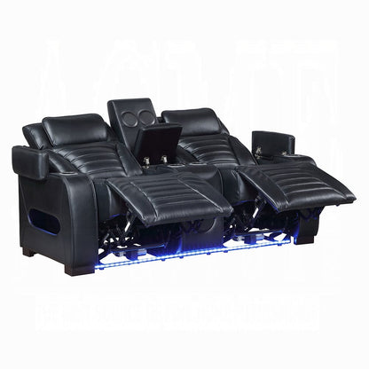 ACME Furniture - Ephron - Power Motion Loveseat W/ Console, Power Headrests, LED & Speakers - Black Leather Air - LV06081 view 2