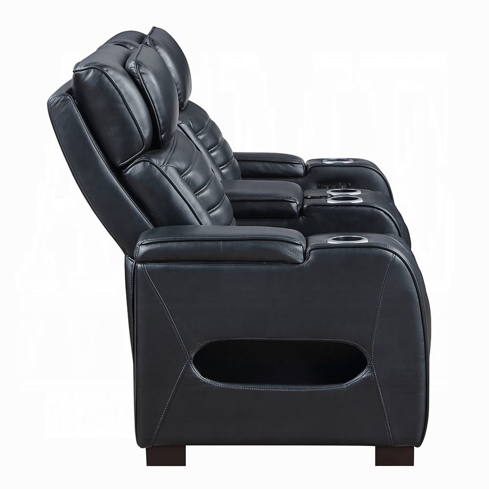 ACME Furniture - Ephron - Power Motion Loveseat W/ Console, Power Headrests, LED & Speakers - Black Leather Air - LV06081 view 3