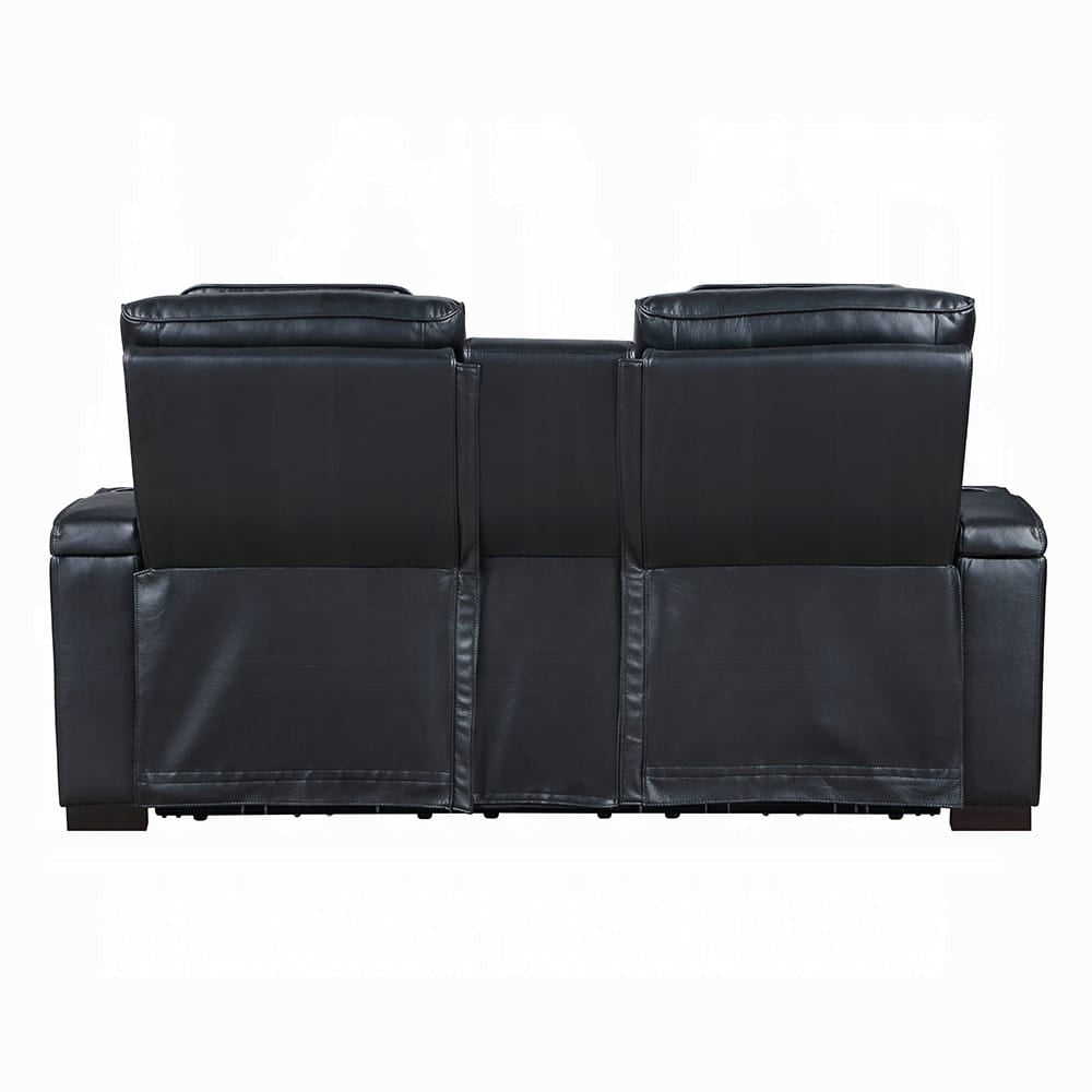 ACME Furniture - Ephron - Power Motion Loveseat W/ Console, Power Headrests, LED & Speakers - Black Leather Air - LV06081 view 4