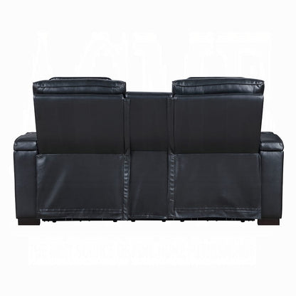 ACME Furniture - Ephron - Power Motion Loveseat W/ Console, Power Headrests, LED & Speakers - Black Leather Air - LV06081 view 4