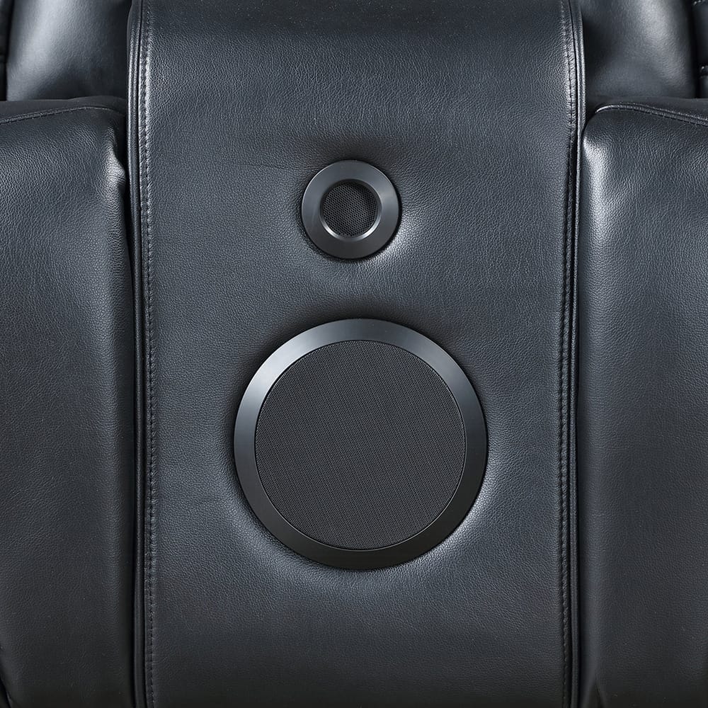 ACME Furniture - Ephron - Power Motion Loveseat W/ Console, Power Headrests, LED & Speakers - Black Leather Air - LV06081 view 6