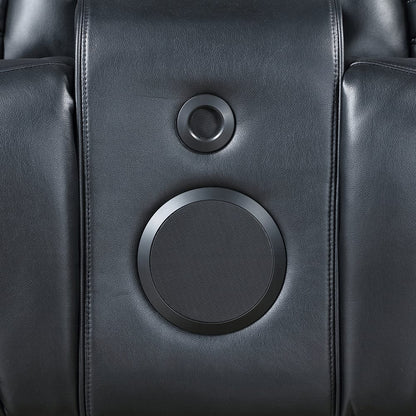 ACME Furniture - Ephron - Power Motion Loveseat W/ Console, Power Headrests, LED & Speakers - Black Leather Air - LV06081 view 6