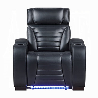 ACME Furniture - Ephron - Power Motion Recliner W/Power Headrest & LED  - Black Leather Air - LV06082 view 1