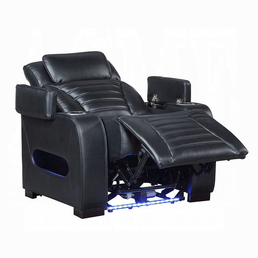 ACME Furniture - Ephron - Power Motion Recliner W/Power Headrest & LED - Black Leather Air - LV06082 view 2
