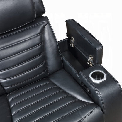 ACME Furniture - Ephron - Power Motion Recliner W/Power Headrest & LED  - Black Leather Air - LV06082 view 5