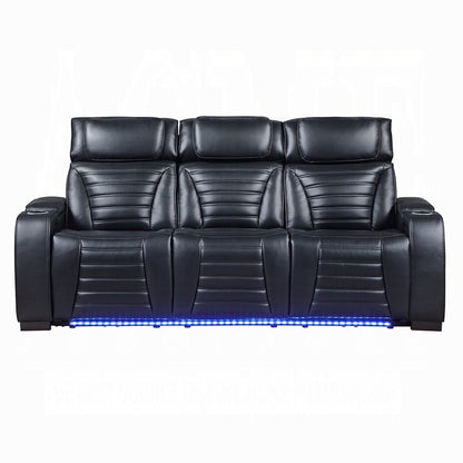 ACME Furniture - Ephron - Power Motion Sofa W/Dropdown Table, Wireless Charging, Reading Light, Power Headrests & LED - Black Leather Air - LV06080 view 1