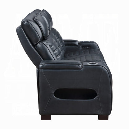 ACME Furniture - Ephron - Power Motion Sofa W/Dropdown Table, Wireless Charging, Reading Light, Power Headrests & LED - Black Leather Air - LV06080 view 3