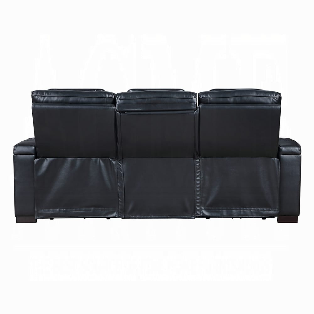 ACME Furniture - Ephron - Power Motion Sofa W/Dropdown Table, Wireless Charging, Reading Light, Power Headrests & LED - Black Leather Air - LV06080 view 4