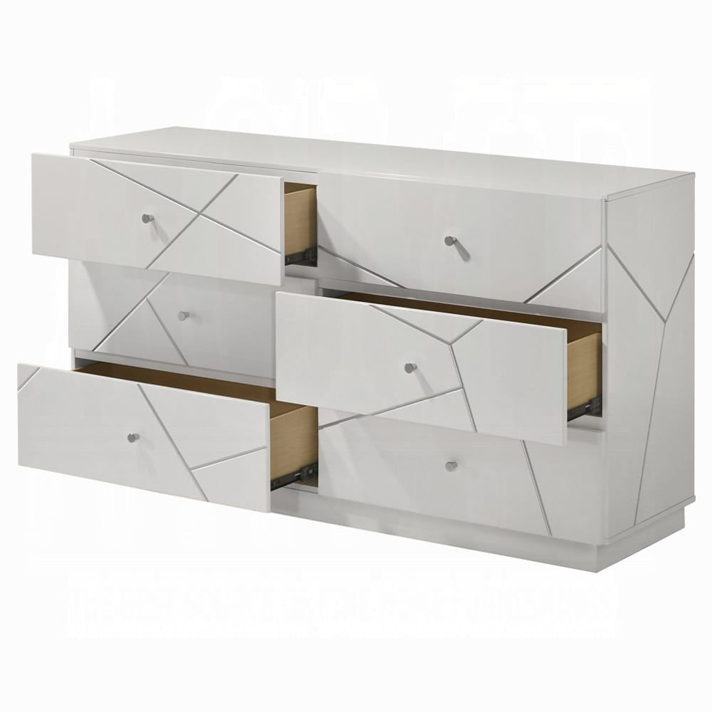 ACME Furniture - Esther - Dresser -  White & Silver High Gloss - BD05885 view 3