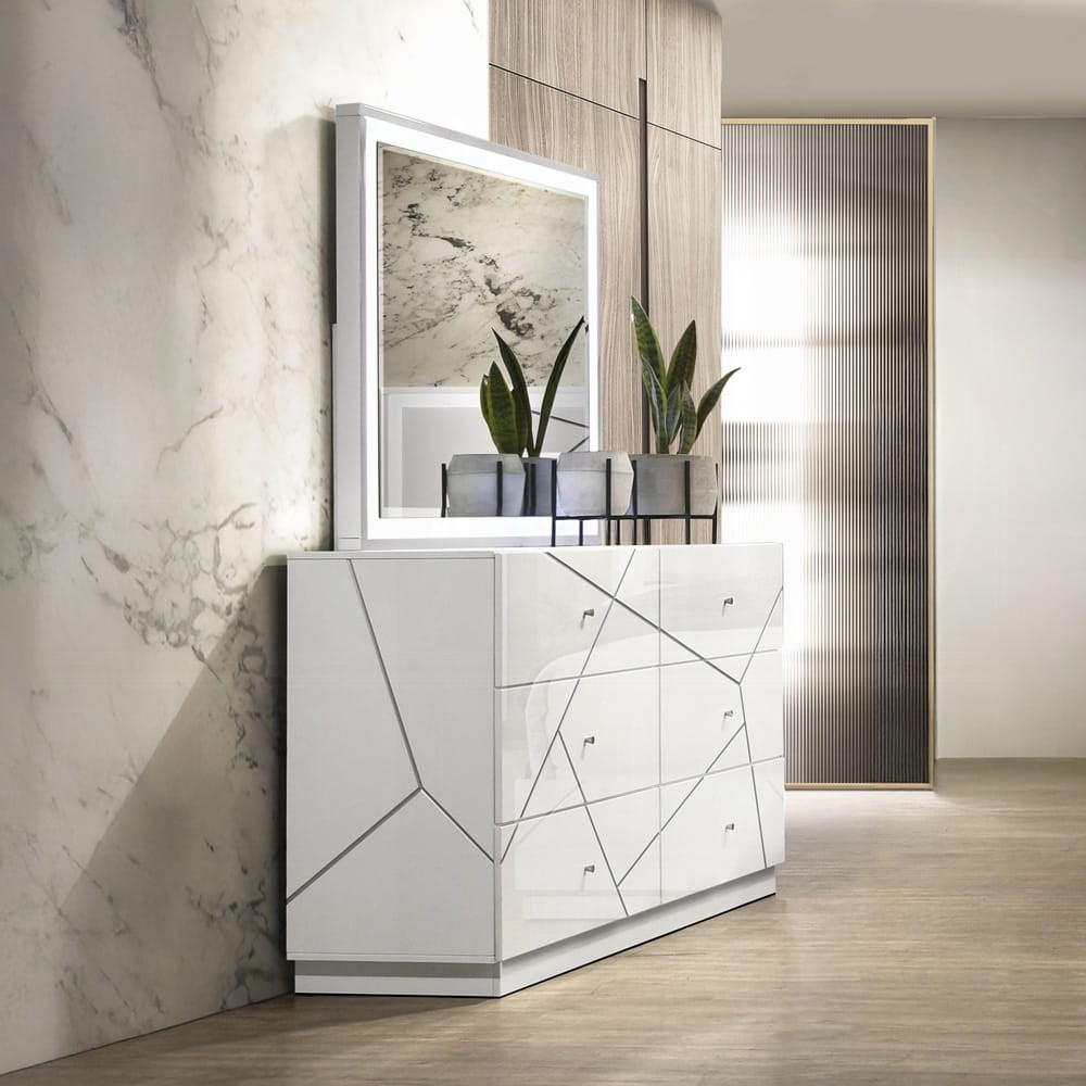 ACME Furniture - Esther - Dresser -  White & Silver High Gloss - BD05885 view 5