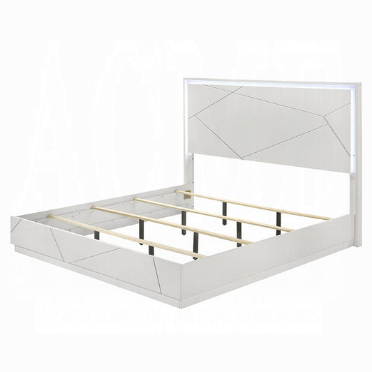 ACME Furniture - Esther - Eastern King Bed w/LED -  White & Silver High Gloss - BD05881EK view 1