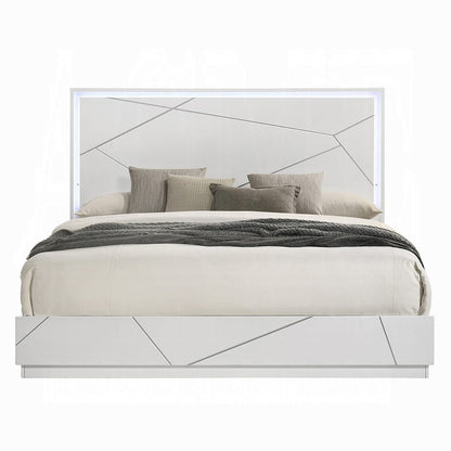 ACME Furniture - Esther - Eastern King Bed w/LED -  White & Silver High Gloss - BD05881EK view 2