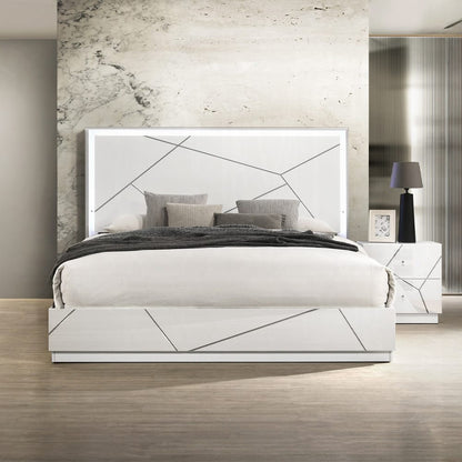 ACME Furniture - Esther - Eastern King Bed w/LED -  White & Silver High Gloss - BD05881EK view 5