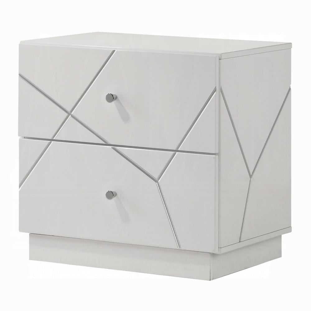 ACME Furniture - Esther - Nightstand -  White & Silver High Gloss - BD05883 view 1