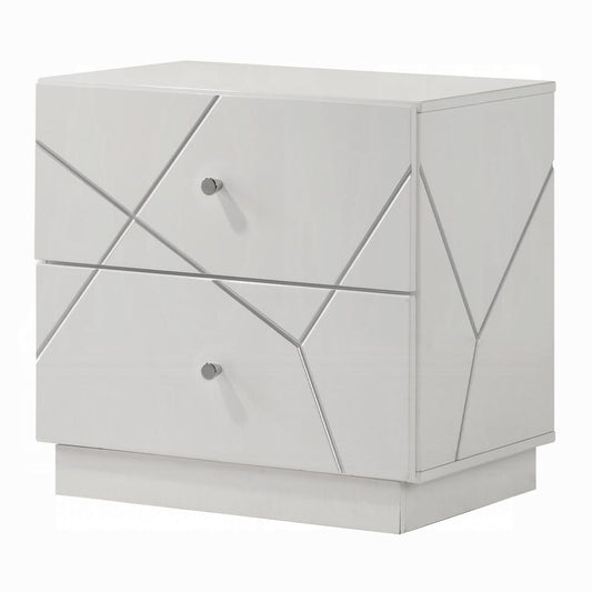 ACME Furniture - Esther - Nightstand -  White & Silver High Gloss - BD05883 view 1