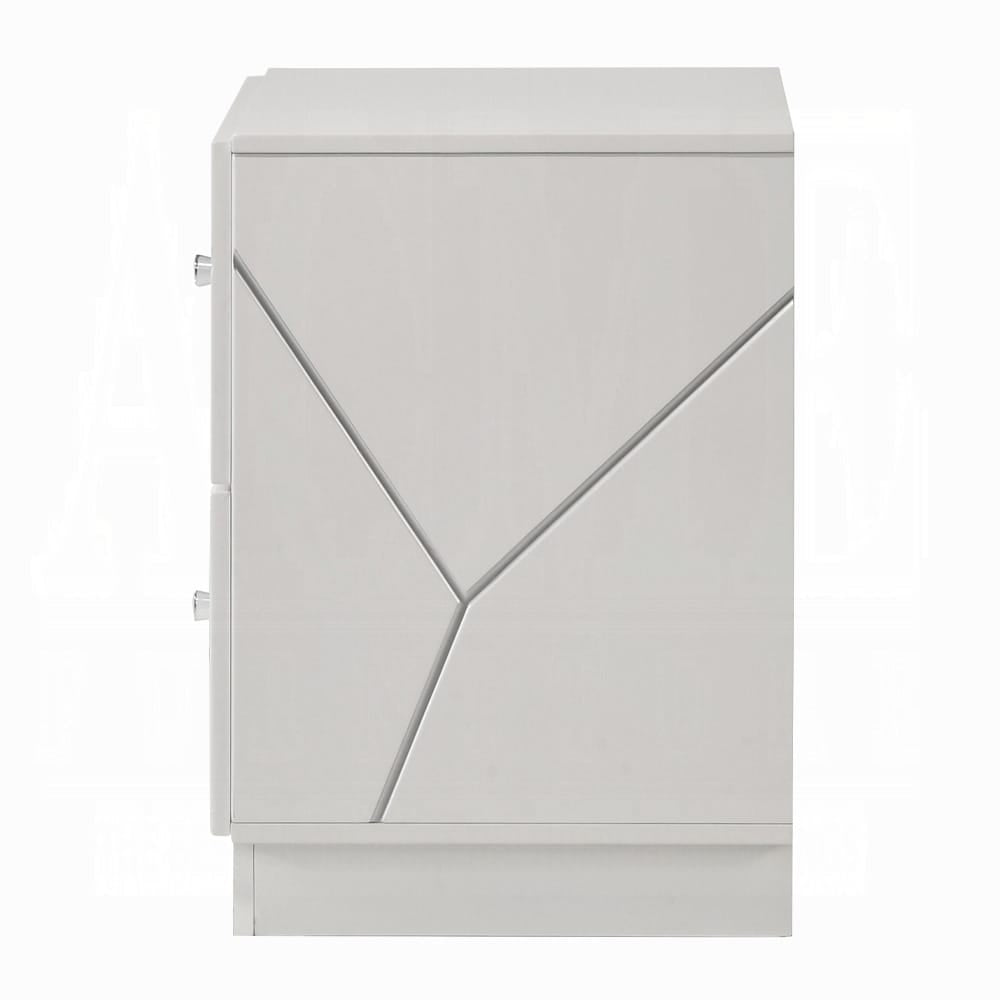 ACME Furniture - Esther - Nightstand -  White & Silver High Gloss - BD05883 view 3