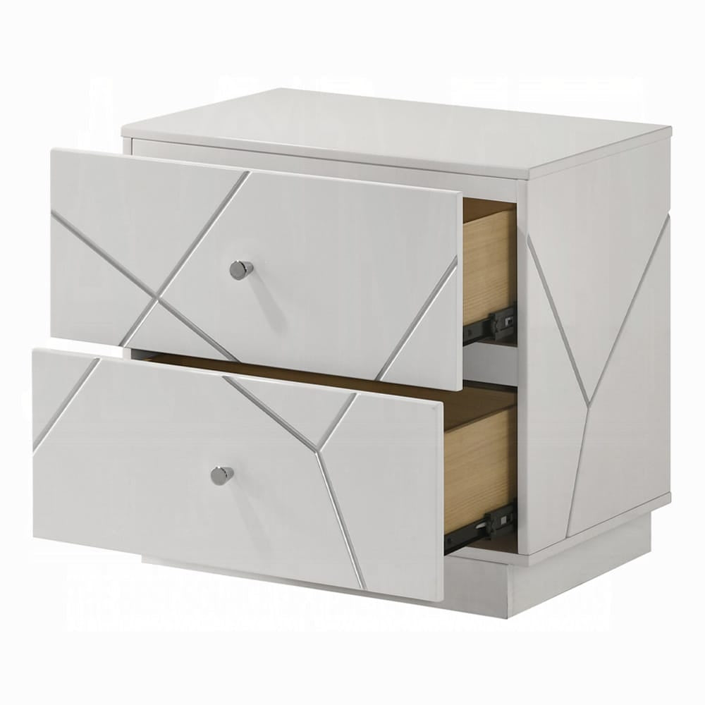 ACME Furniture - Esther - Nightstand -  White & Silver High Gloss - BD05883 view 4