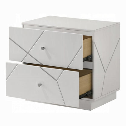 ACME Furniture - Esther - Nightstand -  White & Silver High Gloss - BD05883 view 4