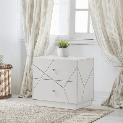 ACME Furniture - Esther - Nightstand -  White & Silver High Gloss - BD05883 view 6