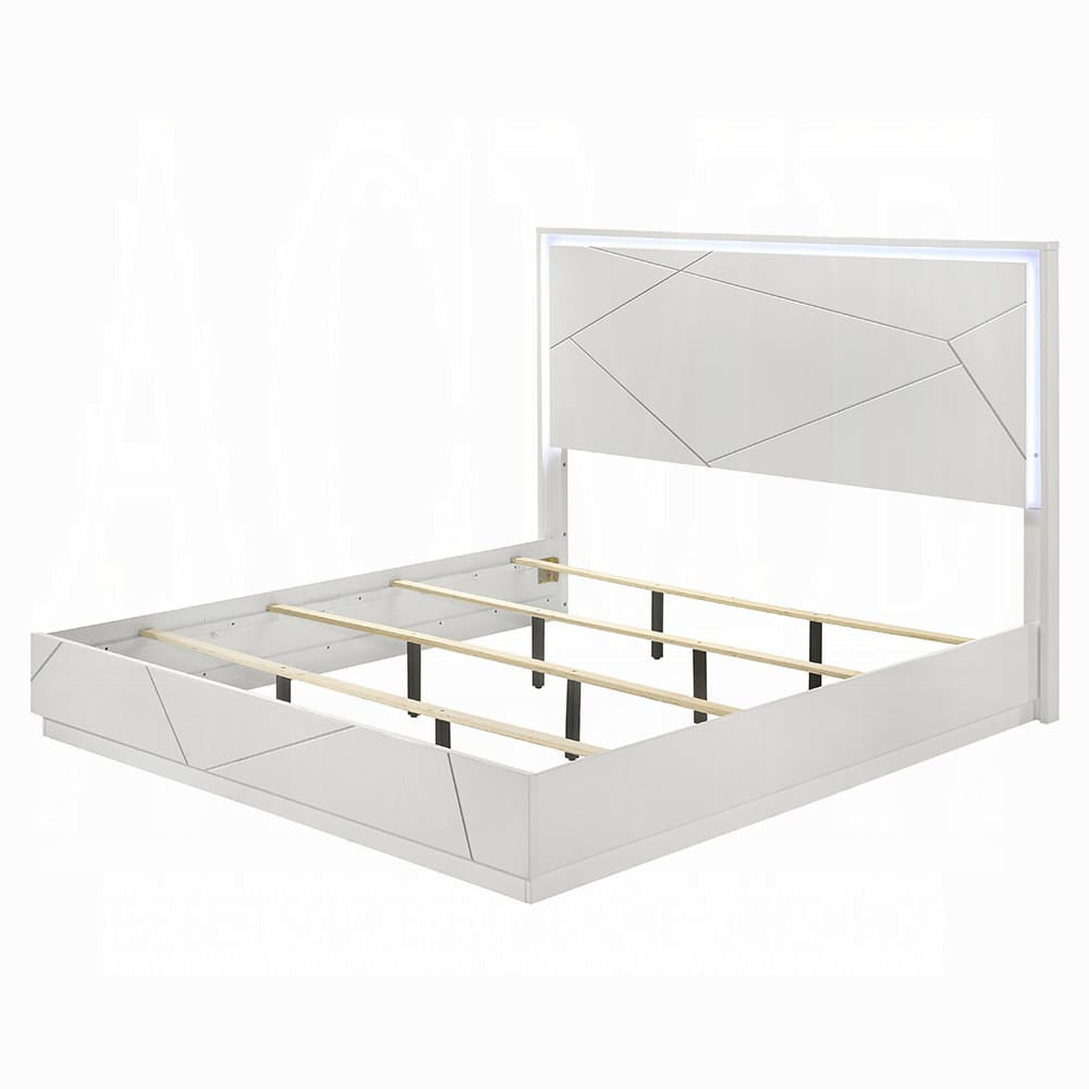 ACME Furniture - Esther - Queen Bed w/LED -  White & Silver High Gloss - BD05882Q view 1