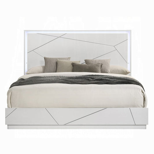 ACME Furniture - Esther - Queen Bed w/LED -  White & Silver High Gloss - BD05882Q view 2