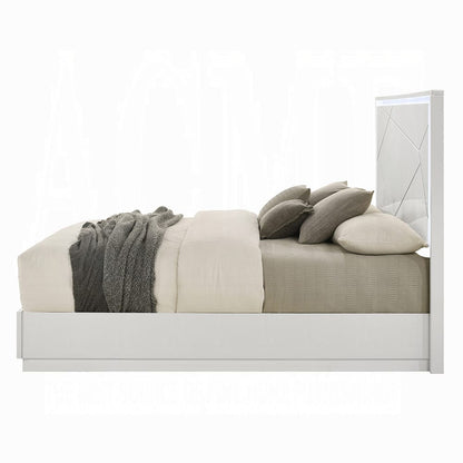 ACME Furniture - Esther - Queen Bed w/LED -  White & Silver High Gloss - BD05882Q view 3
