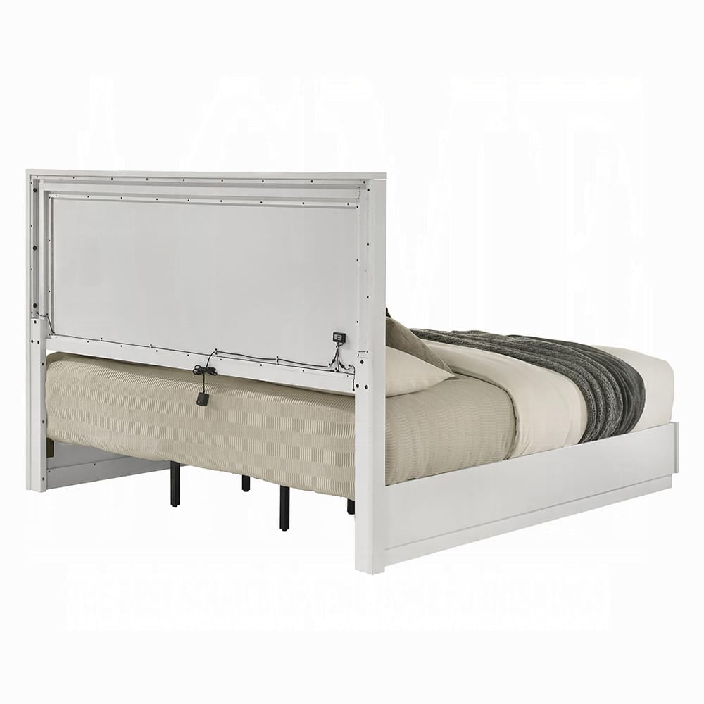 ACME Furniture - Esther - Queen Bed w/LED -  White & Silver High Gloss - BD05882Q view 4