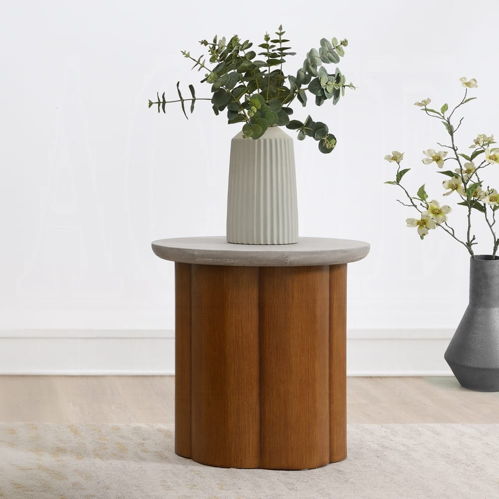 ACME Furniture - Evelyn End Table - Faux Concrete Top & Walnut Finish - LV03026 view 2