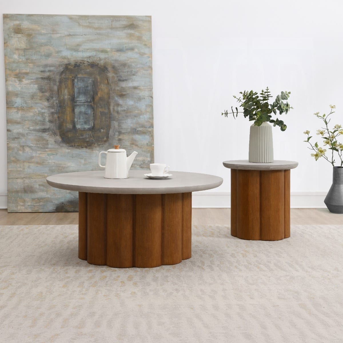 ACME Furniture - Evelyn End Table - Faux Concrete Top & Walnut Finish - LV03026 view 3