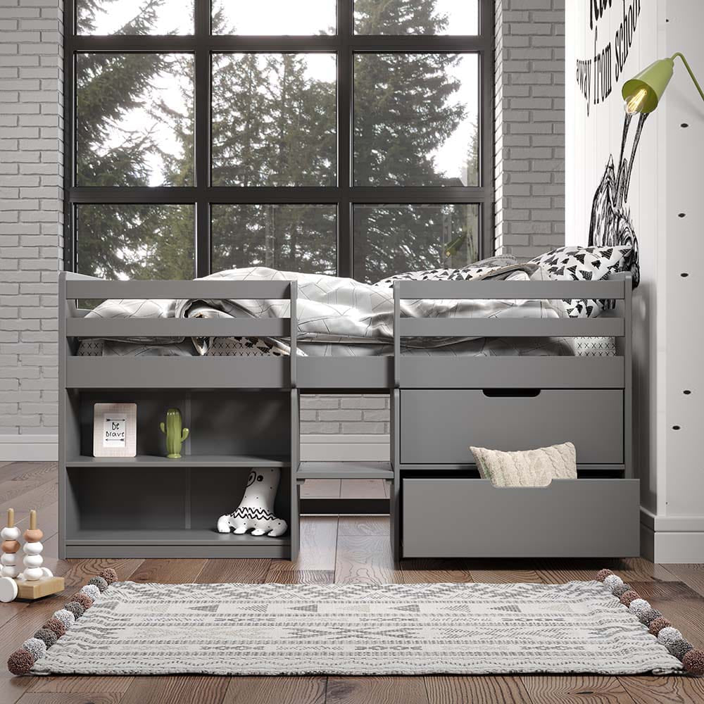 ACME Furniture - Fabiana - Twin Loft Bed w/Storage - Gray  - BD01375A view 3
